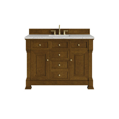 Brookfield 48" Single Vanity, Honey Oak w/ 3 CM Eternal Jasmine Pearl Silestone Top w/ FreePower Wireless Charger