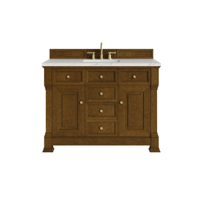 Brookfield 48" Single Vanity, Honey Oak w/ 3 CM Ethereal Noctis Silestone Top w/ FreePower Wireless Charger