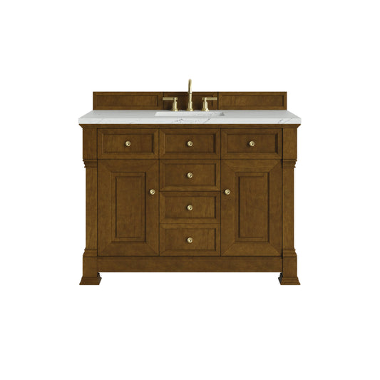 Brookfield 48" Single Vanity, Honey Oak w/ 3 CM Ethereal Noctis Silestone Top w/ FreePower Wireless Charger