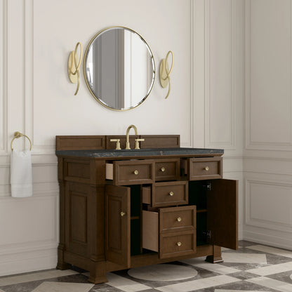 Brookfield 48" Single Vanity, Honey Oak w/ 3 CM Parisien Bleu Silestone Top w/ FreePower Wireless Charger, view 8