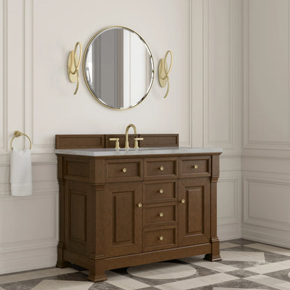Brookfield 48" Single Vanity, Honey Oak w/ 3 CM Victorian Silver Silestone Top w/ FreePower Wireless Charger, view 7