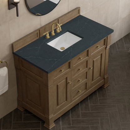 Brookfield 48" Single Vanity, Pecan w/3 CM Charcoal Soapstone Silestone Top, view 7