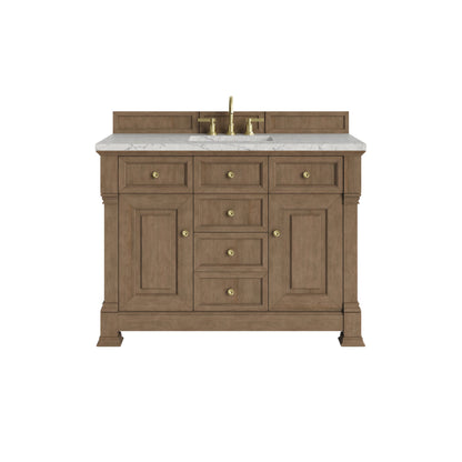 Brookfield 48" Single Vanity, Pecan w/3 CM Eternal Jasmine Pearl Silestone Top