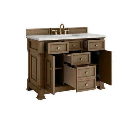 Brookfield 48" Single Vanity, Pecan w/3 CM Eternal Jasmine Pearl Silestone Top, view 8