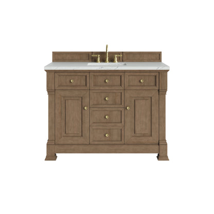 Brookfield 48" Single Vanity, Pecan w/ 3 CM Ethereal Noctis Silestone Top