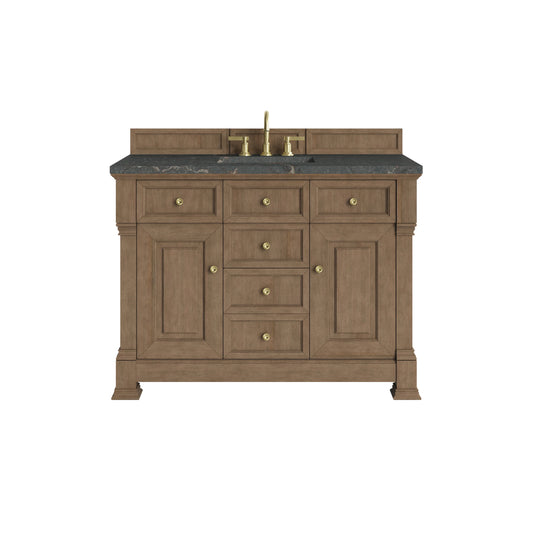Brookfield 48" Single Vanity, Pecan w/ 3 CM Parisien Bleu Silestone Top