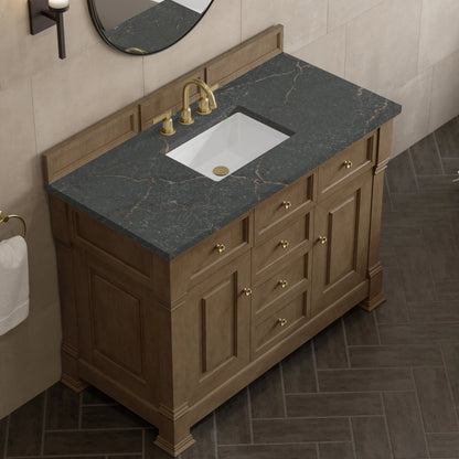 Brookfield 48" Single Vanity, Pecan w/ 3 CM Parisien Bleu Silestone Top, view 7