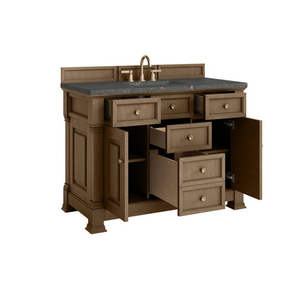 Brookfield 48" Single Vanity, Pecan w/ 3 CM Parisien Bleu Silestone Top, view 8