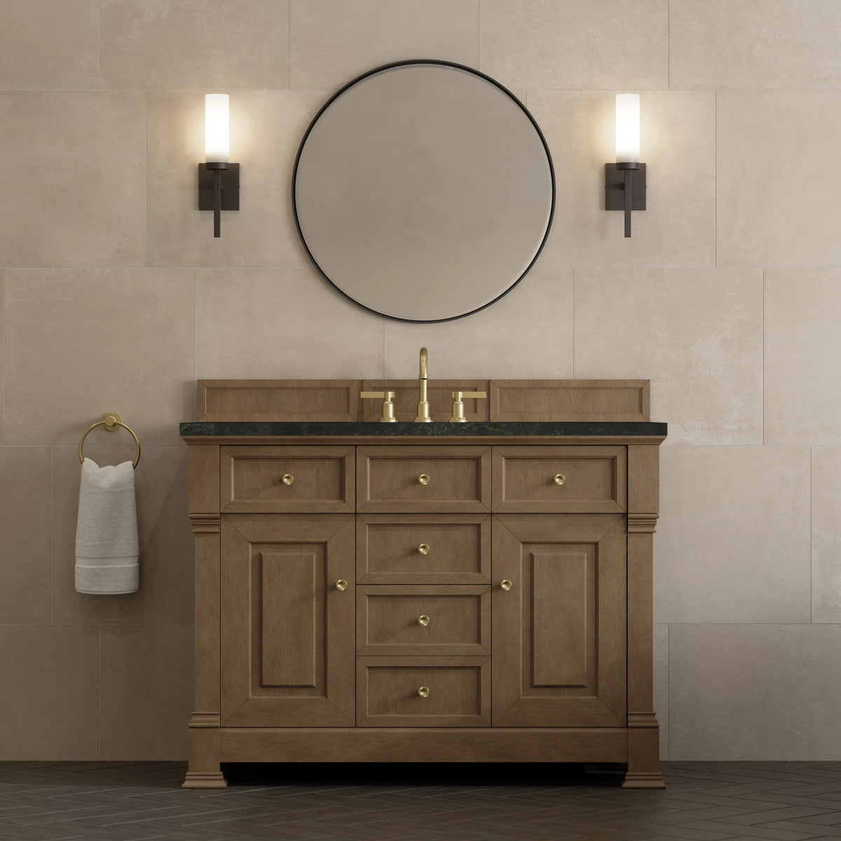 Brookfield 48" Single Vanity, Pecan, w/ 3 CM Phantome Eclos Top, view 3