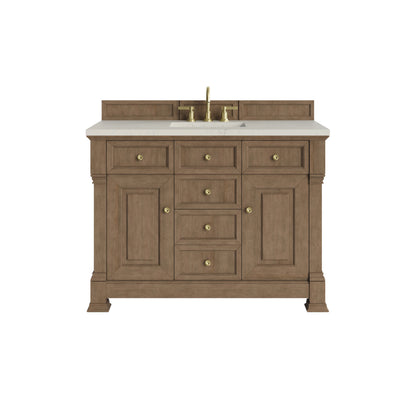 Brookfield 48" Single Vanity, Pecan, w/ 3 CM Siberian Silestone Top