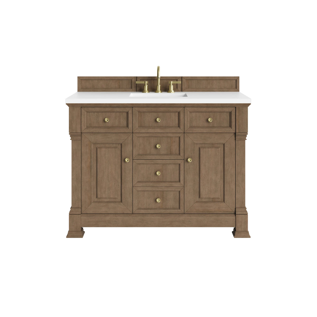 Brookfield 48" Single Vanity, Pecan, w/ 3 CM White Zeus Silestone  Top
