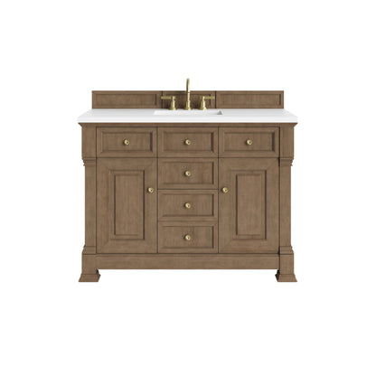 Brookfield 48" Single Vanity, Pecan, w/ 3 CM White Zeus Silestone  Top