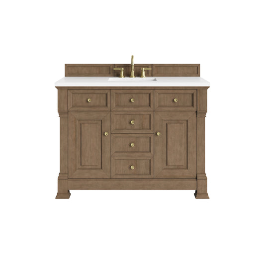 Brookfield 48" Single Vanity, Pecan, w/ 3 CM White Zeus Silestone  Top