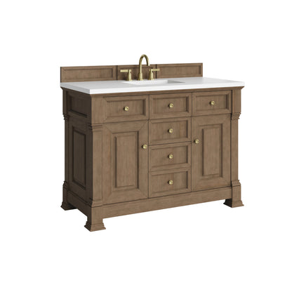 Brookfield 48" Single Vanity, Pecan, w/ 3 CM White Zeus Silestone  Top, view 10