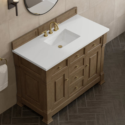 Brookfield 48" Single Vanity, Pecan, w/ 3 CM White Zeus Silestone  Top, view 7