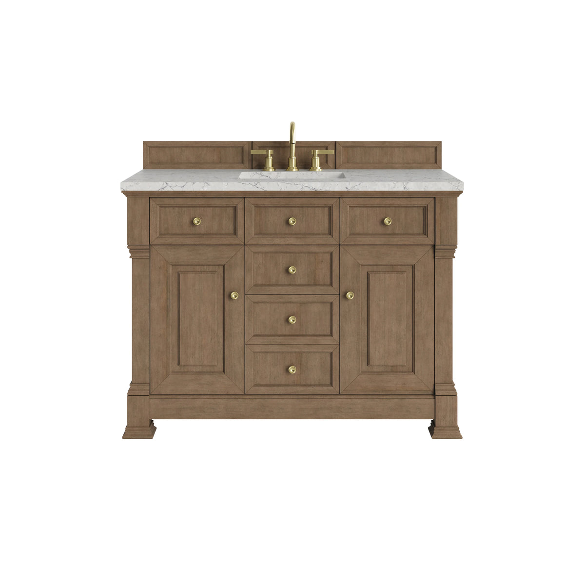 Brookfield 48" Single Vanity, Pecan w/3 CM Eternal Jasmine Pearl Silestone Top w/ FreePower Wireless Charger