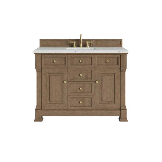 Brookfield 48" Single Vanity, Pecan w/ 3 CM Ethereal Noctis Silestone Top w/ FreePower Wireless Charger