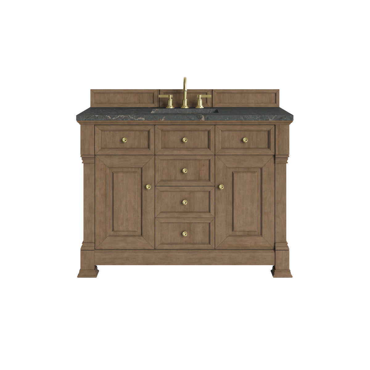 Brookfield 48" Single Vanity, Pecan w/ 3 CM Parisien Bleu Silestone Top w/ FreePower Wireless Charger
