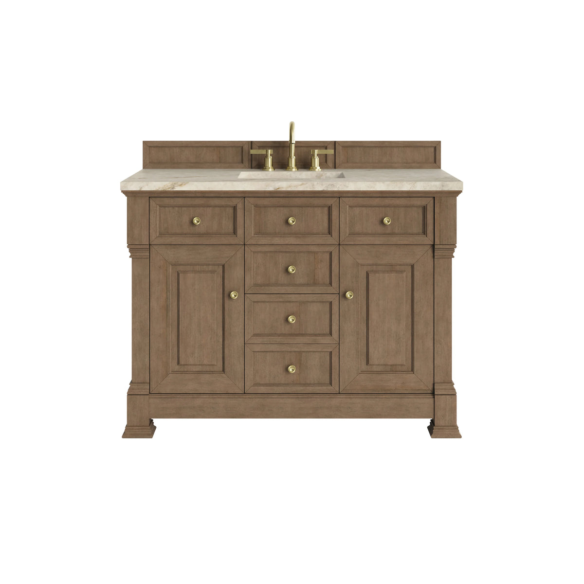 Brookfield 48" Single Vanity, Pecan, w/ 3 CM Tajnar Eclos Top w/FreePower Wireless Charger