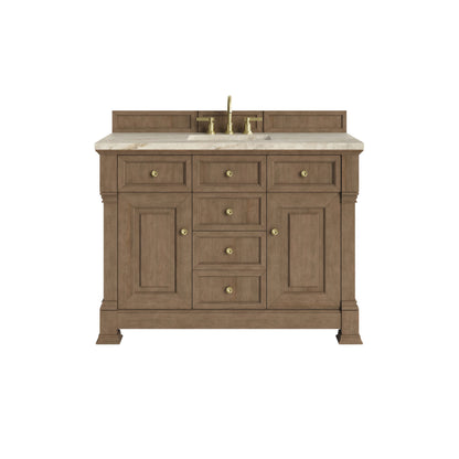 Brookfield 48" Single Vanity, Pecan, w/ 3 CM Tajnar Eclos Top w/FreePower Wireless Charger