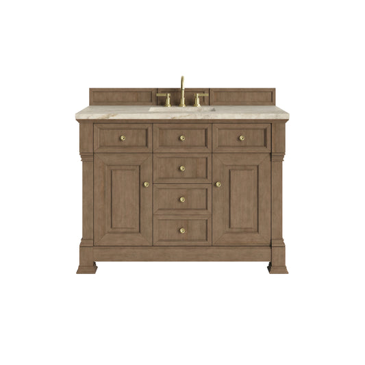 Brookfield 48" Single Vanity, Pecan, w/ 3 CM Tajnar Eclos Top w/FreePower Wireless Charger