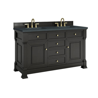 Brookfield 60" Double Vanity, Black Onyx w/3 CM Charcoal Soapstone Silestone Top, view 11