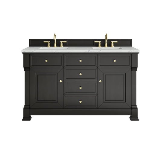 Brookfield 60" Double Vanity, Black Onyx w/ 3 CM Ethereal Noctis Silestone Top