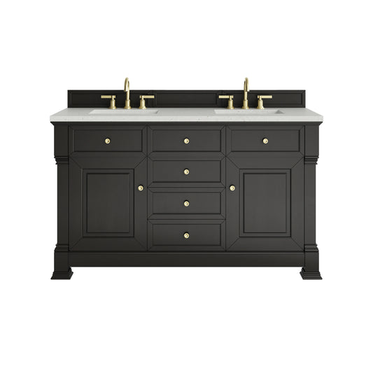Brookfield 60" Double Vanity, Black Onyx w/ 3 CM Lime Delight Silestone Top