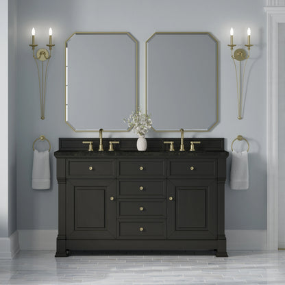 Brookfield 60" Double Vanity, Black Onyx, w/ 3 CM Phantome Eclos Top, view 3
