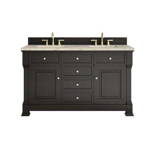 Brookfield 60" Double Vanity, Black Onyx, w/ 3 CM Tajnar Eclos Top