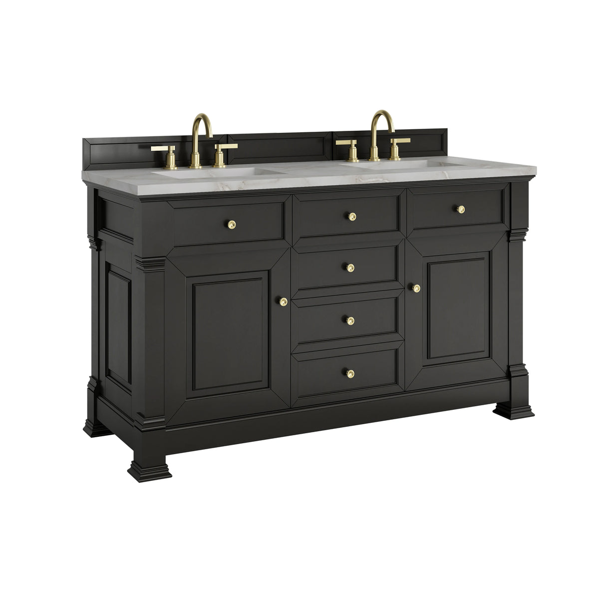 Brookfield 60" Double Vanity, Black Onyx w/ 3 CM Victorian Silver Silestone Top, view 11