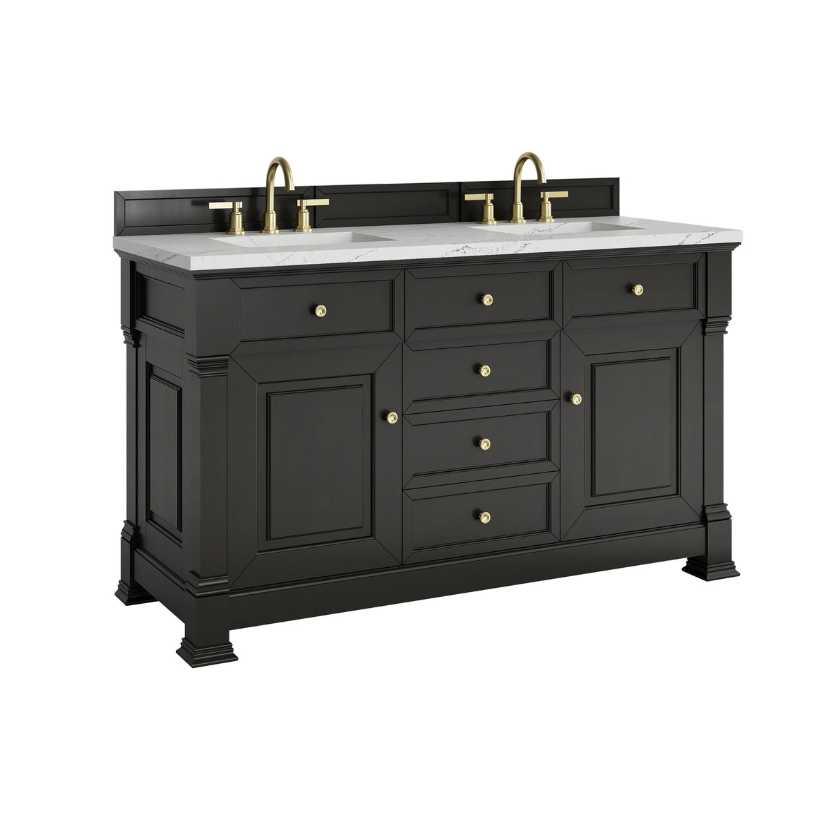 Brookfield 60" Double Vanity, Black Onyx w/ 3 CM Ethereal Noctis Silestone Top w/FreePower Wireless Charger, view 15