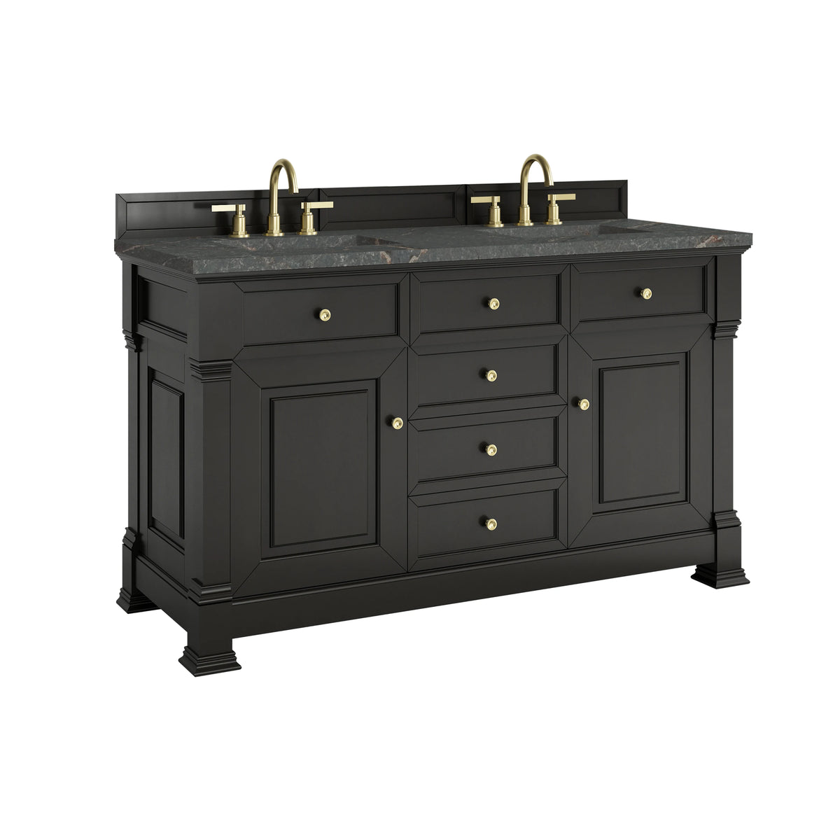 Brookfield 60" Double Vanity, Black Onyx w/ 3 CM Parisien Bleu Silestone Top w/FreePower Wireless Charger, view 13