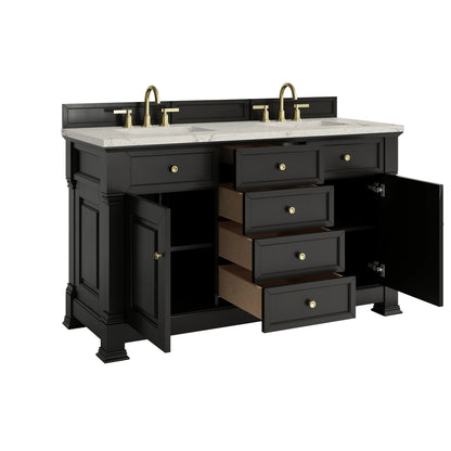 Brookfield 60" Double Vanity, Black Onyx w/ 3 CM Victorian Silver Silestone Top w/FreePower Wireless Charger, view 12