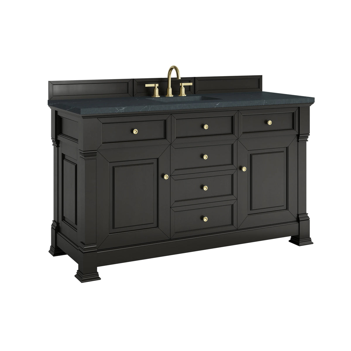 Brookfield 60" Single Vanity, Black Onyx w/3 CM Charcoal Soapstone Silestone Top, view 11