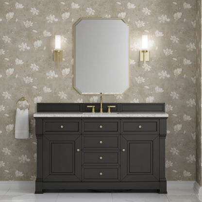 Brookfield 60" Single Vanity, Black Onyx w/3CM Eternal Jasmine Pearl Silestone Top, view 3