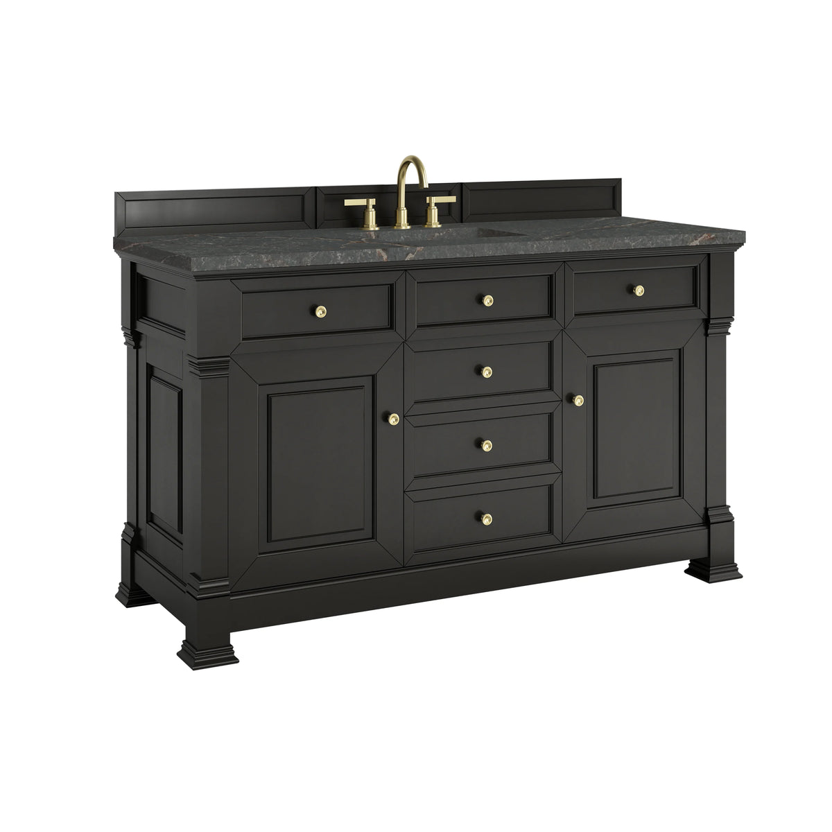 Brookfield 60" Single Vanity, Black Onyx w/ 3 CM Parisien Bleu Silestone Top, view 10