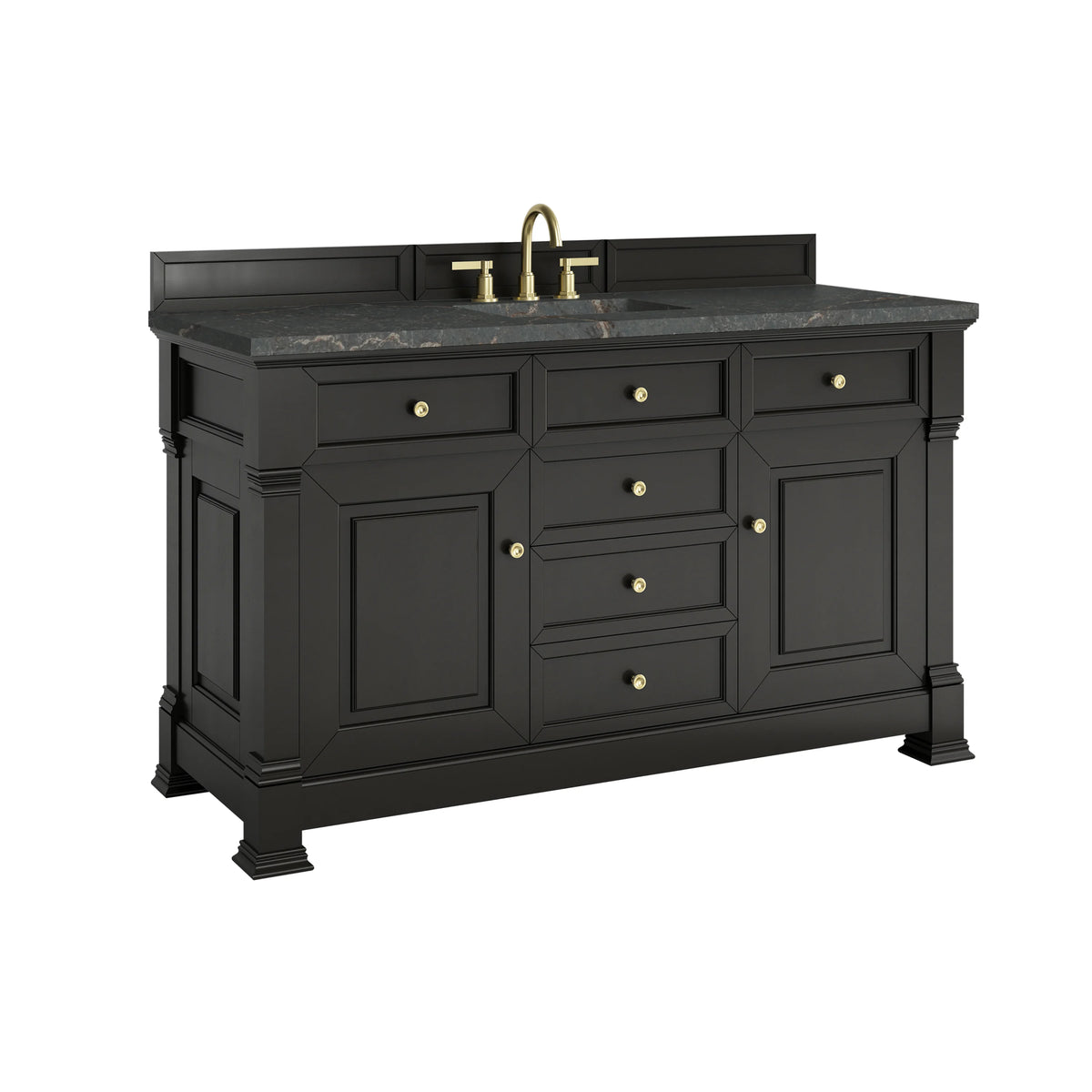 Brookfield 60" Single Vanity, Black Onyx w/ 3 CM Parisien Bleu Silestone Top, view 11