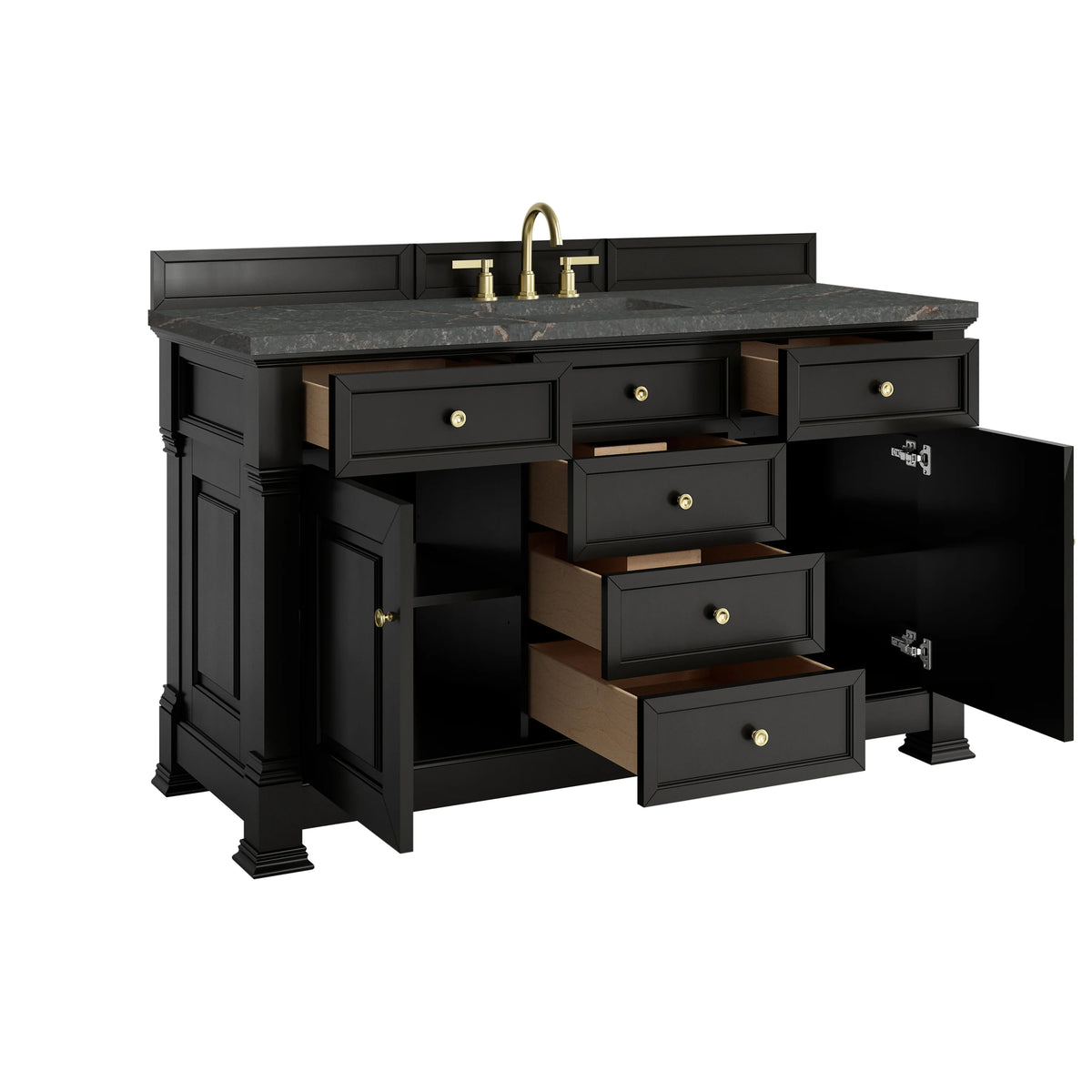 Brookfield 60" Single Vanity, Black Onyx w/ 3 CM Parisien Bleu Silestone Top, view 8