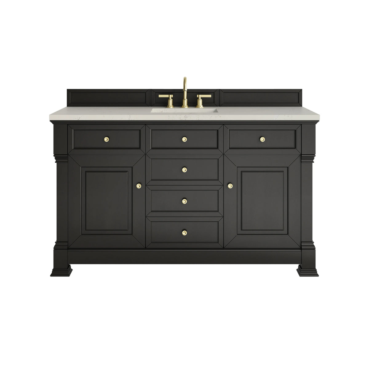 Brookfield 60" Single Vanity, Black Onyx, w/ 3 CM Siberian Silestone Top