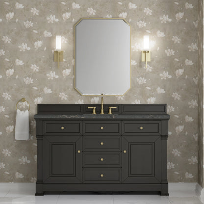 Brookfield 60" Single Vanity, Black Onyx w/ 3 CM Parisien Bleu Silestone Top w/ FreePower Wireless Charger, view 6