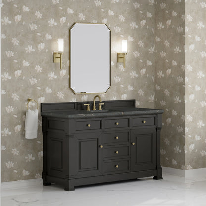 Brookfield 60" Single Vanity, Black Onyx w/ 3 CM Parisien Bleu Silestone Top w/ FreePower Wireless Charger, view 7