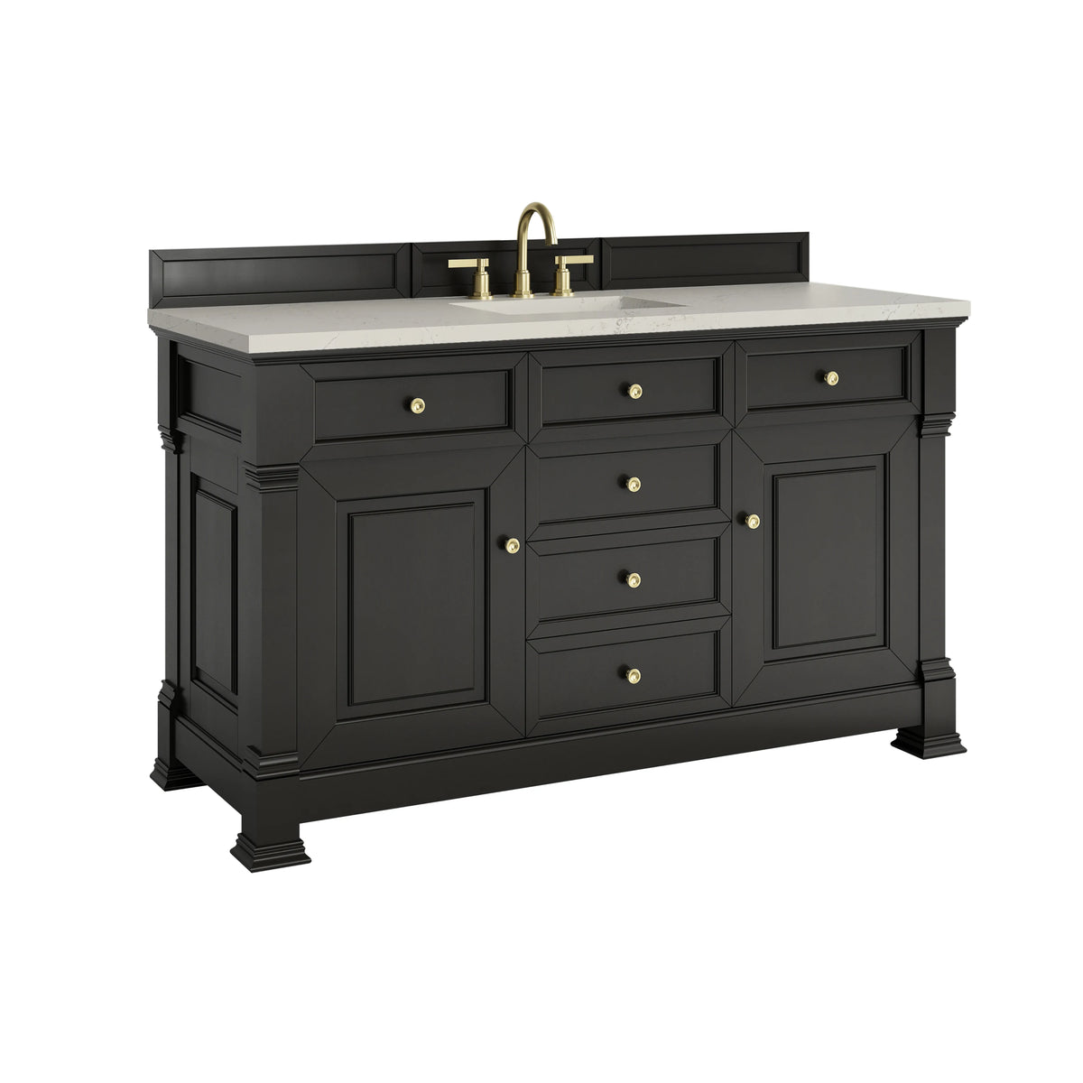 Brookfield 60" Single Vanity, Black Onyx, w/ 3 CM Siberian Silestone Top w/FreePower Wireless Charger, view 10