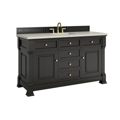 Brookfield 60" Single Vanity, Black Onyx, w/ 3 CM Siberian Silestone Top w/FreePower Wireless Charger, view 10
