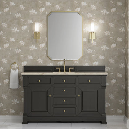 Brookfield 60" Single Vanity, Black Onyx, w/ 3 CM Tajnar Eclos Top w/FreePower Wireless Charger, view 5