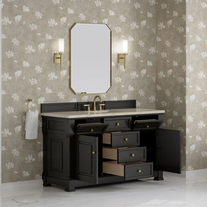 Brookfield 60" Single Vanity, Black Onyx, w/ 3 CM Tajnar Eclos Top w/FreePower Wireless Charger, view 7
