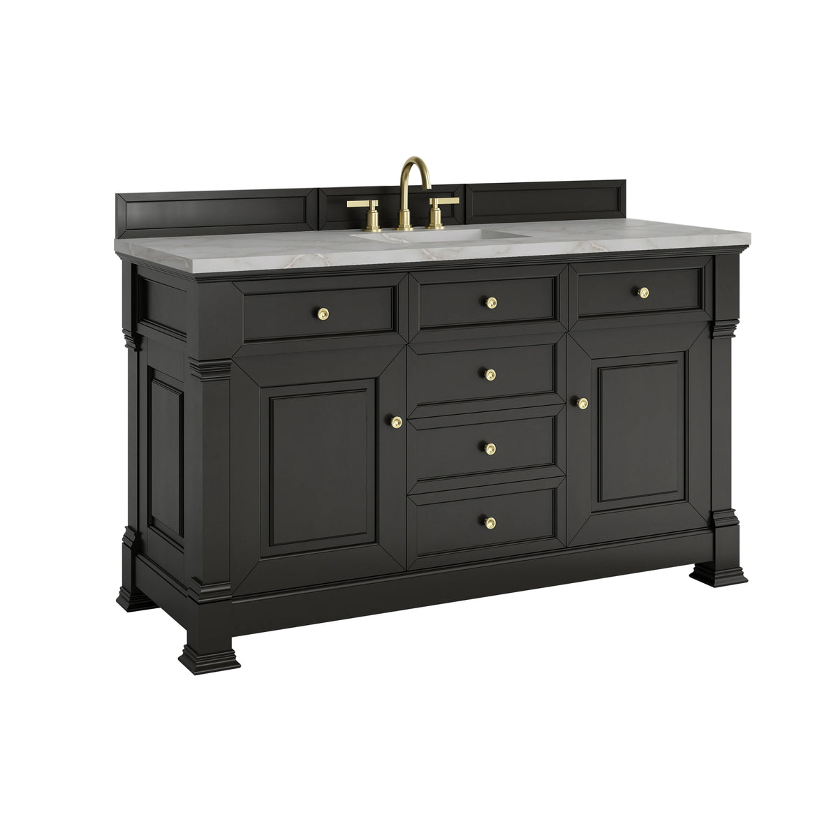 Brookfield 60" Single Vanity, Black Onyx w/ 3 CM Victorian Silver Silestone Top w/ FreePower Wireless Charger, view 14
