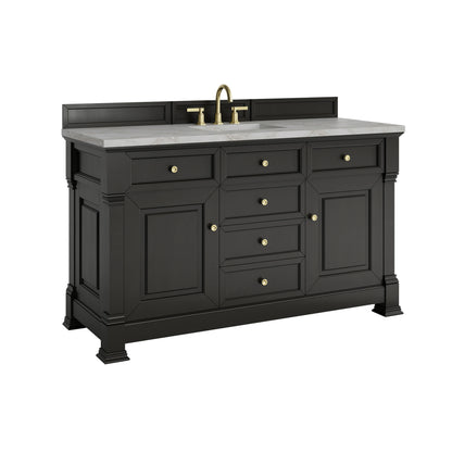 Brookfield 60" Single Vanity, Black Onyx w/ 3 CM Victorian Silver Silestone Top w/ FreePower Wireless Charger, view 14