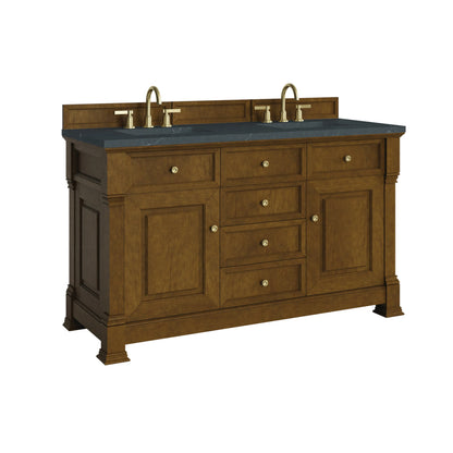 Brookfield 60" Double Vanity, Honey Oak w/3 CM Charcoal Soapstone Silestone Top, view 10