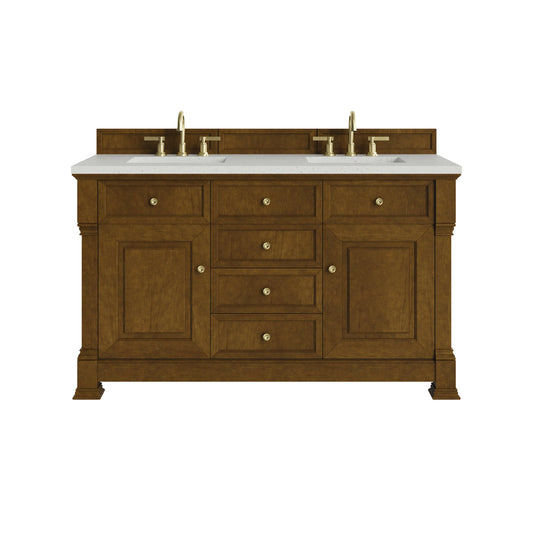 Brookfield 60" Double Vanity, Honey Oak w/ 3 CM Lime Delight Silestone Top